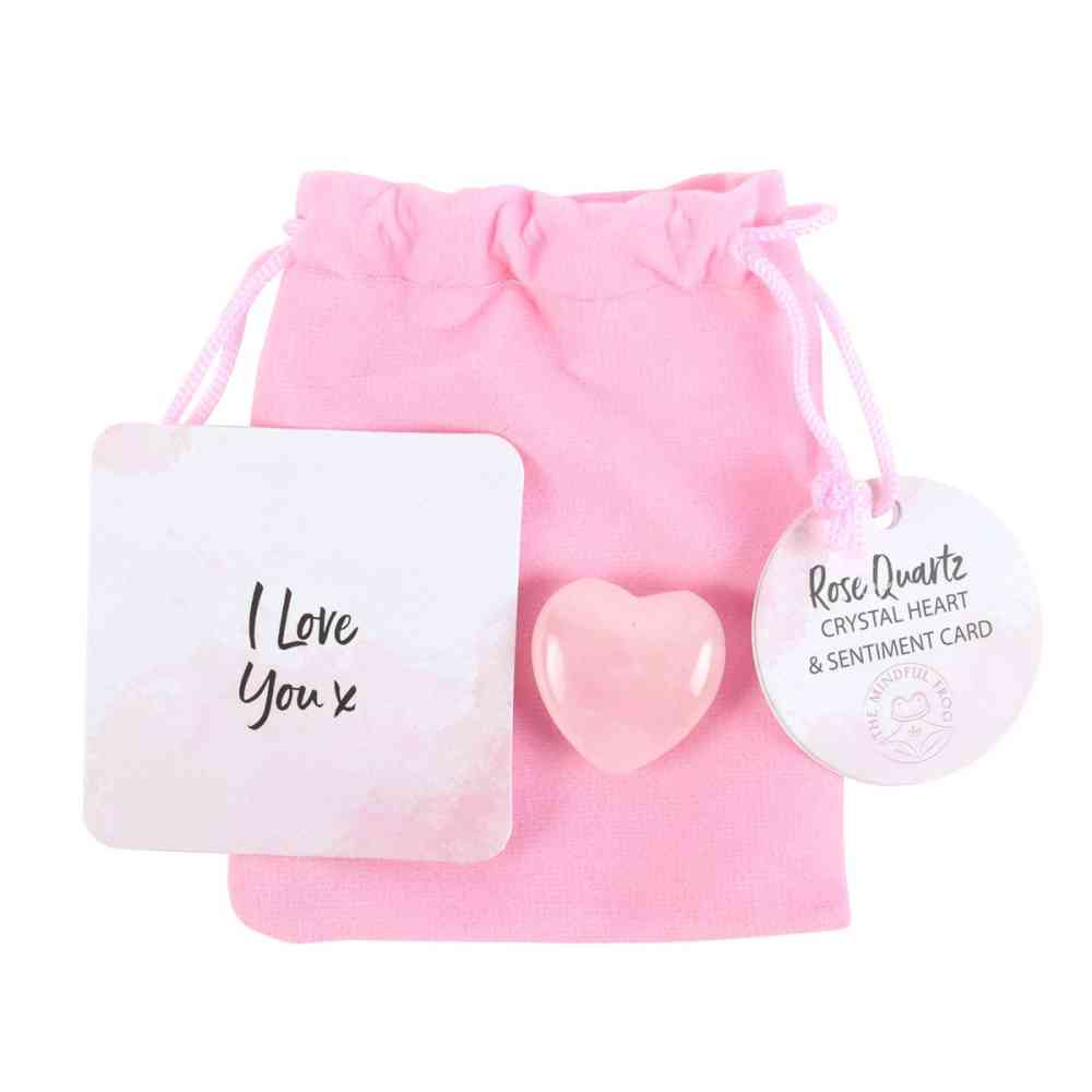 Something Different - I Love You Rose Quartz Heart in a Bag Cristal - Rose